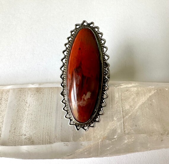 vintage sterling and red jasper tall southwestern… - image 2