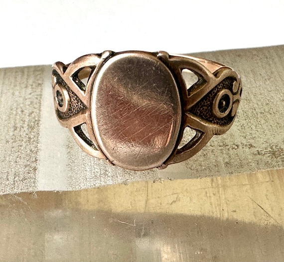 antique 8k rose gold pinky signet ring, size 4 - image 3