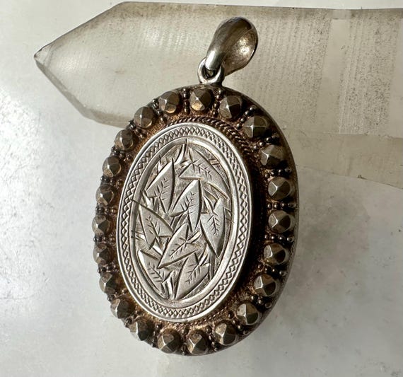 antique Victorian botanical sterling locket