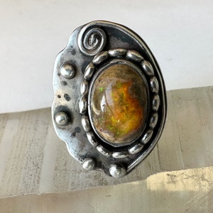 vintage sterling and boulder opal ring, size 5.75