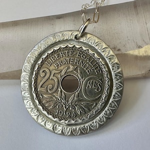new sterling pendant necklace with 1924 French coin