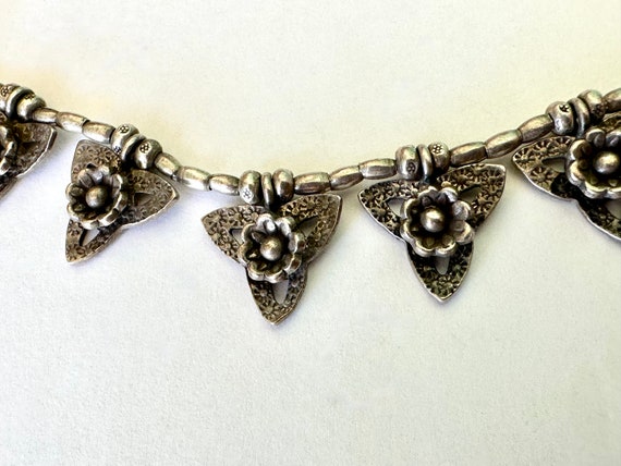 vintage sterling boho beaded floral necklace - image 7