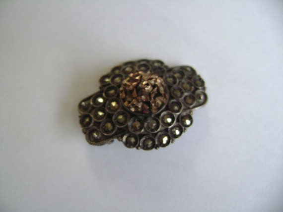 antique victorian silver, gold, and marcasite bro… - image 2