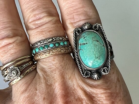 vintage sterling and turquoise artisan ring, size… - image 8