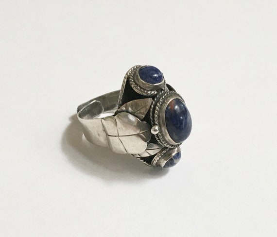 vintage Mexican sodalite poison ring, adjustable