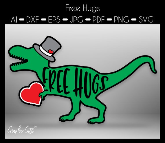 Free Hugs Svg Dinosaur Valentine S Day Vector Cut Files Etsy