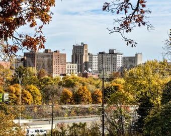 Youngstown Ohio Cityscape Autumn Photo Print: Downtown View