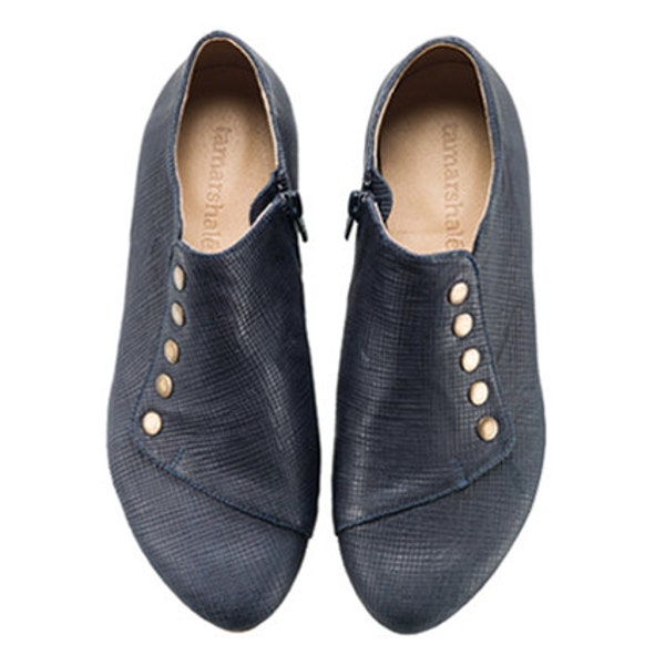 Grace Navy Blue, Blue Shoes, Leather Shoes, Flats, Handmade Shoes