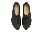 Black leather oxford shoes, Polly Jean, handmade leather shoes