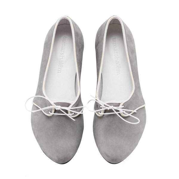 gray shoes, Alex, grey, handmade, flats, leather shoes, by Tamar Shalem on etsy