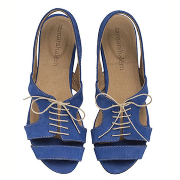Shirley, Royal Blue, Sandals, Flat Leather Sandals