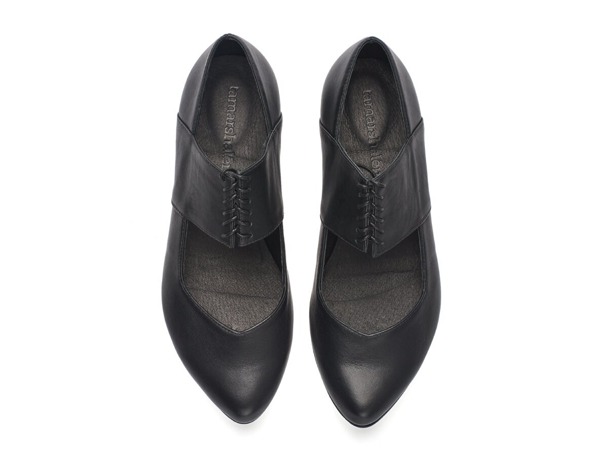 Black ballerina shoes Vicky handmade leather flats | Etsy
