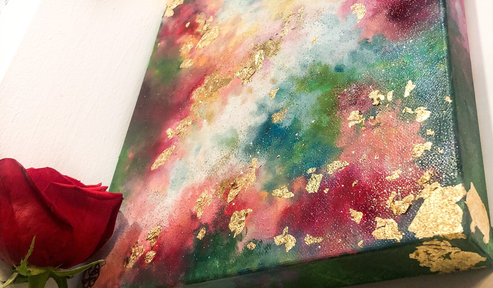 Abstract Gold Leaf Oil Painting Flowers Floral Sparkle Etsy