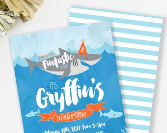 Shark Birthday Invitation, Shark Party Invite, Fintastic Party, Boy Birthday Party, Nautical Invite, Pool Party Invite, Girl Shark Party