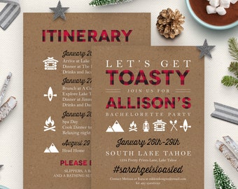 Toasty Bachelorette Invite, Let's Get Toasty, Camping Bachelorette, Lake Bachelorette Party, Rustic Bachelorette Invite, Rustic Invitation