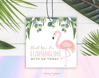 Flamingo Favor Tags, Thank You For Flamingling, Thank You Tags, Flamingo Party Decor, Tropical Flamingo Gift Tag, Flamingo Shower, DOWNLOAD