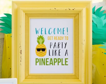 Pineapple Welcome Sign, Pineapple Party, Summer Party Decor, Pineapple Birthday Decor, Luau Party Sign, Tropical Party Decor, DOWNLOAD