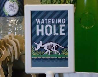 Watering Hole Sign, Dinosaur Decor, Dinosaur Party Sign, Drink Station Sign, Dinosaur Party Decor, Dino Dig Decor, Triceratops Sign,DOWNLOAD