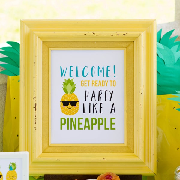 Pineapple Welcome Sign, Pineapple Party, Summer Party Decor, Pineapple Birthday Decor, Luau Party Sign, Tropical Party Decor, DOWNLOAD