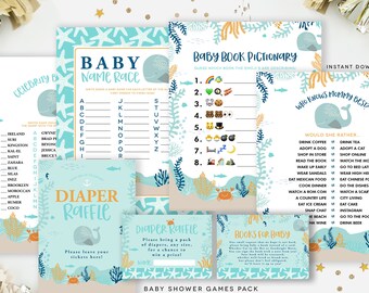 Under The Sea Baby Shower Games, Nautical Shower Games, Starfish Baby Shower, Whale Baby Shower, Whale Baby Game, Would She Rather, DOWNLOAD