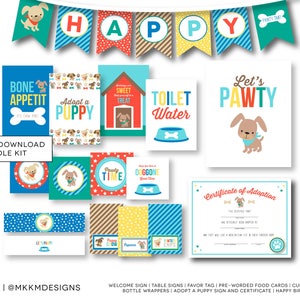 Puppy Party Kit, INSTANT DOWNLOAD, Birthday Banner, Boy Birthday Decor, Puppy Birthday, Dog Birthday Decor, Puppy Decor, Adopt A Puppy, #48