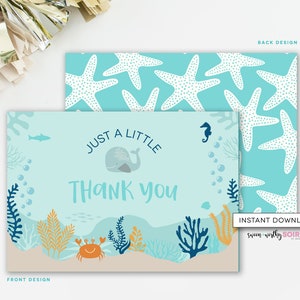 Nautical Thank You Card, Thank You Stationary, Baby Shower Thank You, Beach Baby Shower, Starfish Shower, Ocean Thank You, INSTANT DOWNLOAD image 1