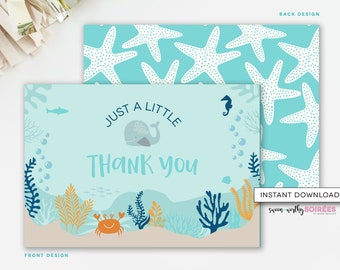 Nautical Thank You Card, Thank You Stationary, Baby Shower Thank You, Beach Baby Shower, Starfish Shower, Ocean Thank You, INSTANT DOWNLOAD
