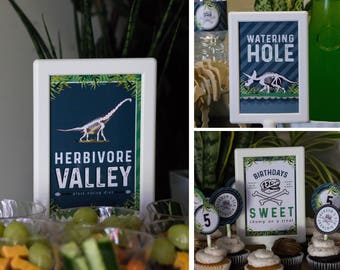 Dinosaur Party Signs, Herbivore Sign, Dinosaur Dig Birthday, Birthday Signs, Dinosaur Favor Tag, Paleontologist Party, T-REX Decor, DOWNLOAD