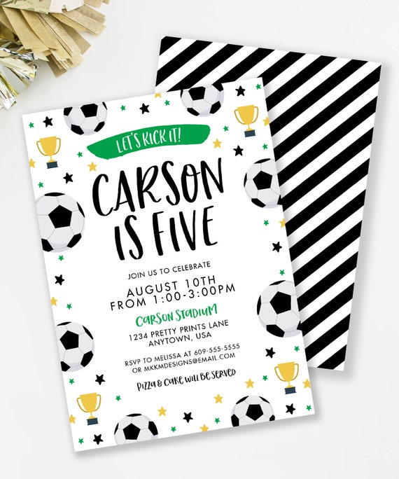 Soccer Birthday Invitation, Birthday Party Invite, Girls Soccer Party, Boy Soccer Party, Sports Birthday, World Cup Party, Allstar Birthday Il_570xn
