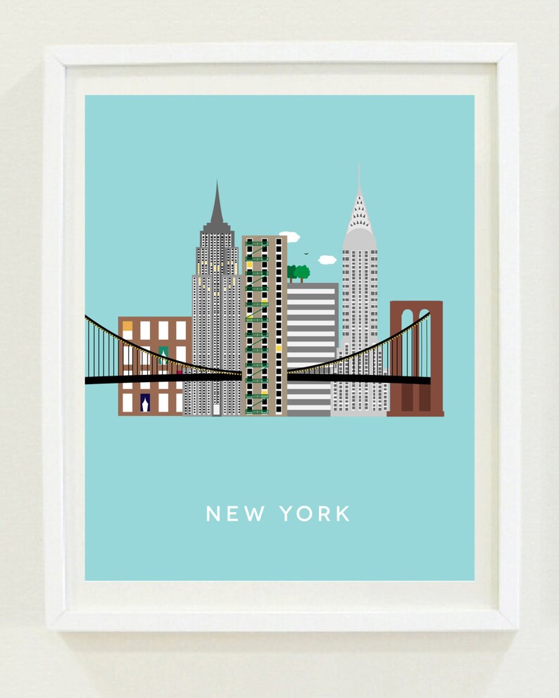 New York City Print New York Wall Art NYC Skyline Print Etsy
