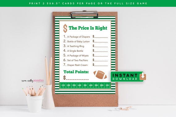 Football Baby Shower Game, The Price Is Right Game, Sports Baby Shower Game, Baby Price Game, Dad Baby Shower, INSTANT DOWNLOAD, S2 Il_570xn