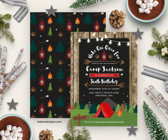 Camping Invitation, Camping Birthday Invitation, Boys Birthday Party, Rustic Birthday, Camping Party, Sleepover Invite, Camp Birthday Il_570xn