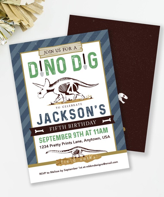 Paleontologist Party, Dinosaur Party, Dino Dig Invite, Dinosaur Invitation, Dinosaur Bone Invite, Dinosaur Printable, Boys TREX Birthday Il_570xn