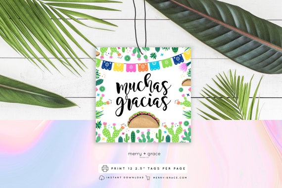 Taco Favor Tags, Fiesta Baby Shower Tags, Fiesta Party Favor Tags, Thank You Tags, Fiesta Party Decor, Muchas Gracias Gift Tag, DOWNLOAD Il_570xn