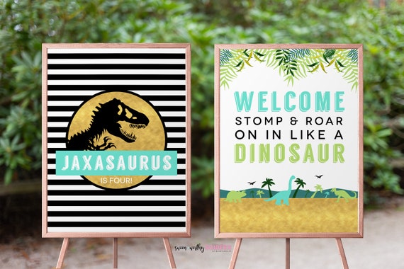 Dinosaur Welcome Signs Jurassic Birthday Party Jurassic Party