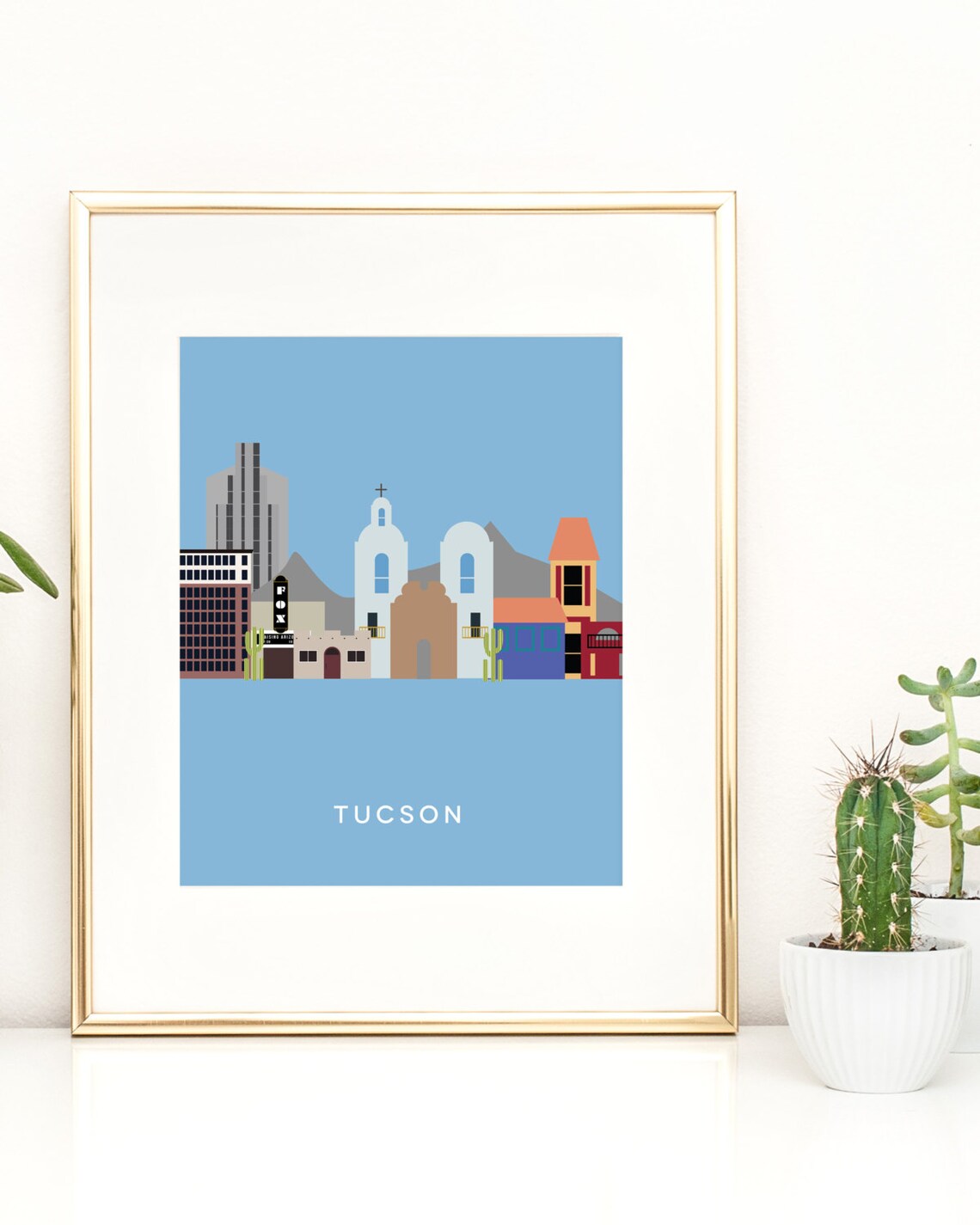 Tucson City Print Tucson Wall Art City Skyline Print Etsy