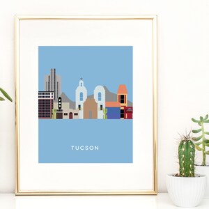 Tucson City Print, Tucson Wall Art, City Skyline Print, Arizona Decor, Travel Decor, Country Western, INSTANT DOWNLOAD