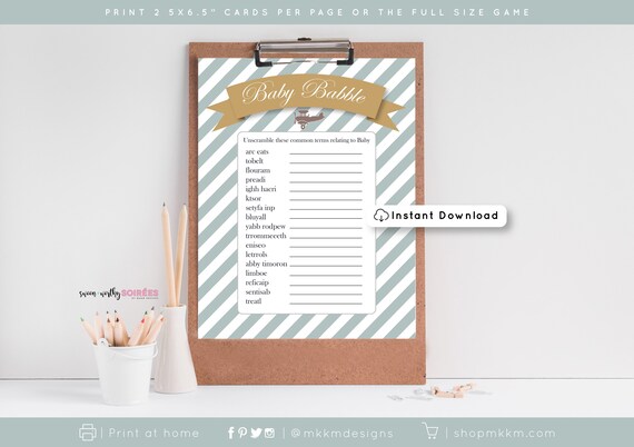 Baby Word Scramble, Airplane Shower Game, Baby Babble Game, Vintage Airplane Theme, Travel Baby Shower, DOWNLOAD, Baby Shower Game, A1 Il_570xn