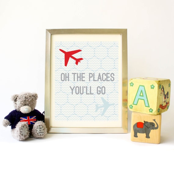 Oh The Places You Ll Go Nursery Print Children S Wall Art Kids
