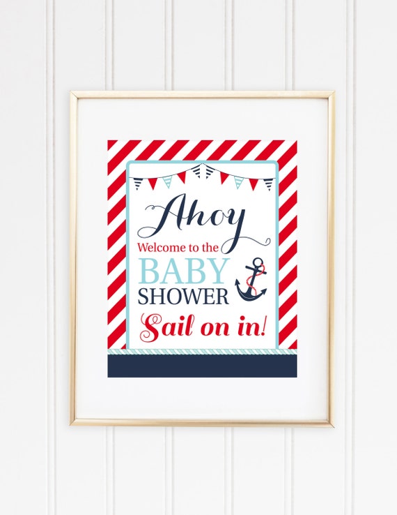 Ahoy Welcome Sign, Nautical Baby Shower, Baby Shower Welcome, Ahoy It's A Boy, Nautical Decor, Anchor Welcome Sign, INSTANT DOWNLOAD, #N1 Il_570xn
