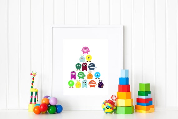 Monster Nursery, Little Monster Wall Art, Monster Nursery Print, Modern Boys Bedroom, INSTANT DOWNLOAD, Kids Decor, Colorful Wall Art Il_570xn