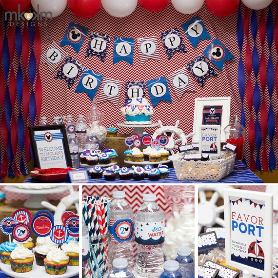 Nautical Party Kit, Sailebrate Birthday, Nautical Invite, Mickey Inspired Party, TWOddles Birthday, Nautical Party Decor, #60 Il_570xn