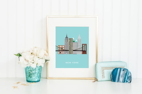 New York City Print, New York Wall Art, NYC Skyline Print, Travel Poster, New York Decor, New York Print, Last Minute Gift, INSTANT DOWNLOAD Il_570xn