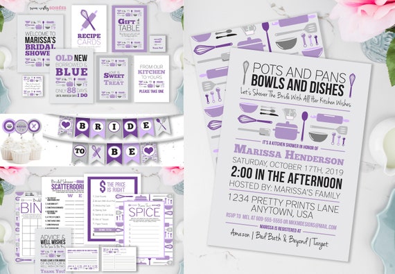 Stock The Kitchen Shower, Kitchen Shower Decor, Bridal Shower Party Kit, Kitchen Invitation, Bridal Shower Games, Bride To Be Banner Il_570xn