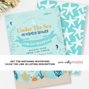 Under the Sea Welcome Sign, Nautical Welcome Sign, Nautical Baby Shower, Beach Baby Shower Decor, Starfish Shower, Whale Baby Shower imagem 4