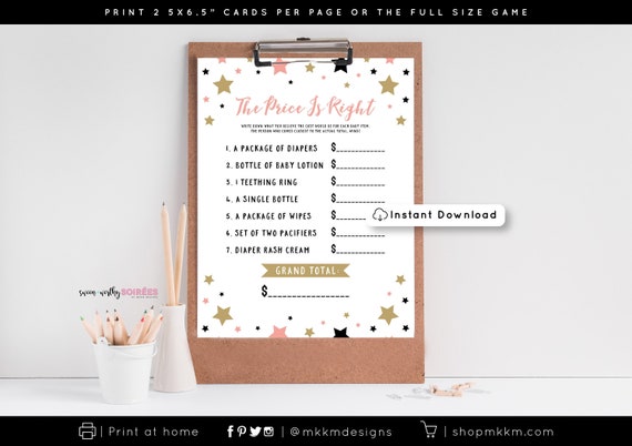 The Price Is Right Baby Shower Game, Twinkle Little Star Baby Shower, Girl Shower Game, Ice Breaker Game, Couples Shower, INSTANT DOWNLOAD Il_570xn