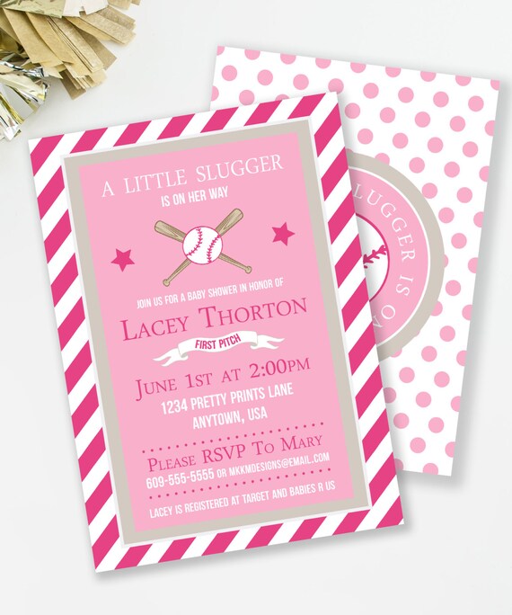 Girls Baseball Baby Shower, Baseball Baby Shower, All Star Shower, Pink Baseball Shower, Couples Baby Shower, Baby Shower Invite, #S1 Il_570xn
