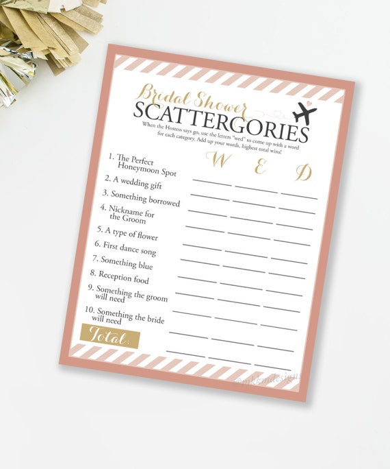 Bridal Scattergories, Travel Theme Bridal Shower, Bridal Shower Game, Travel Shower Game, Ice Breaker Game, INSTANT DOWNLOAD, #31 Il_570xn