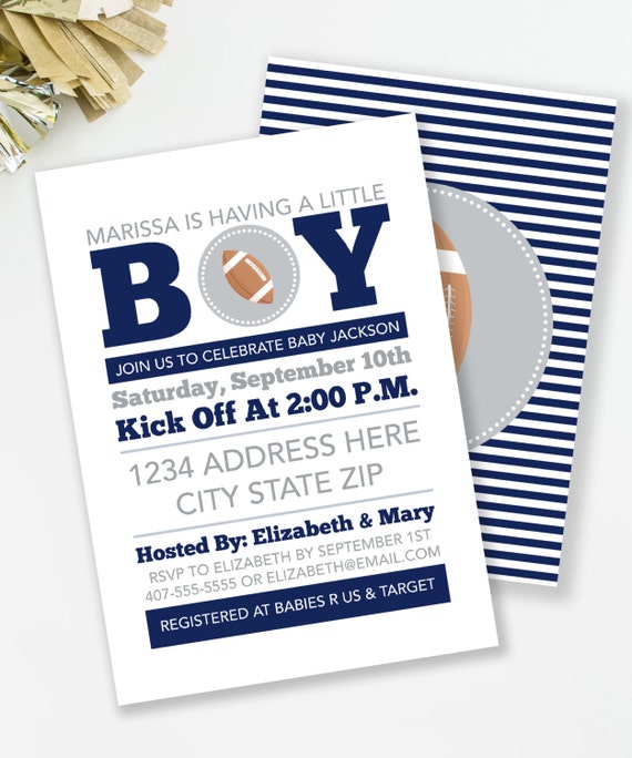 Football Invitation, Football Baby Shower, Sports Baby Shower, Couples Shower, Dad Baby Shower, Boy Baby Shower, Printable Invite, #S2 Il_570xn