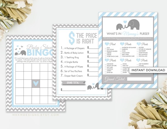 Elephant Bingo, Elephant Shower Games, Baby Shower Bingo, Boy Shower Game, Couples Shower Game, Elephant Baby Shower, INSTANT DOWNLOAD, #E1 Il_570xn